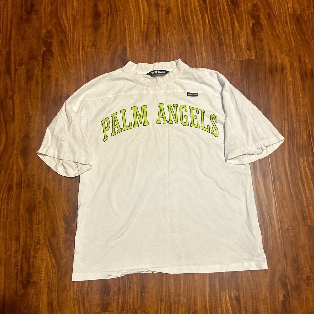 Palm Angels White Tee with Yellow Logo